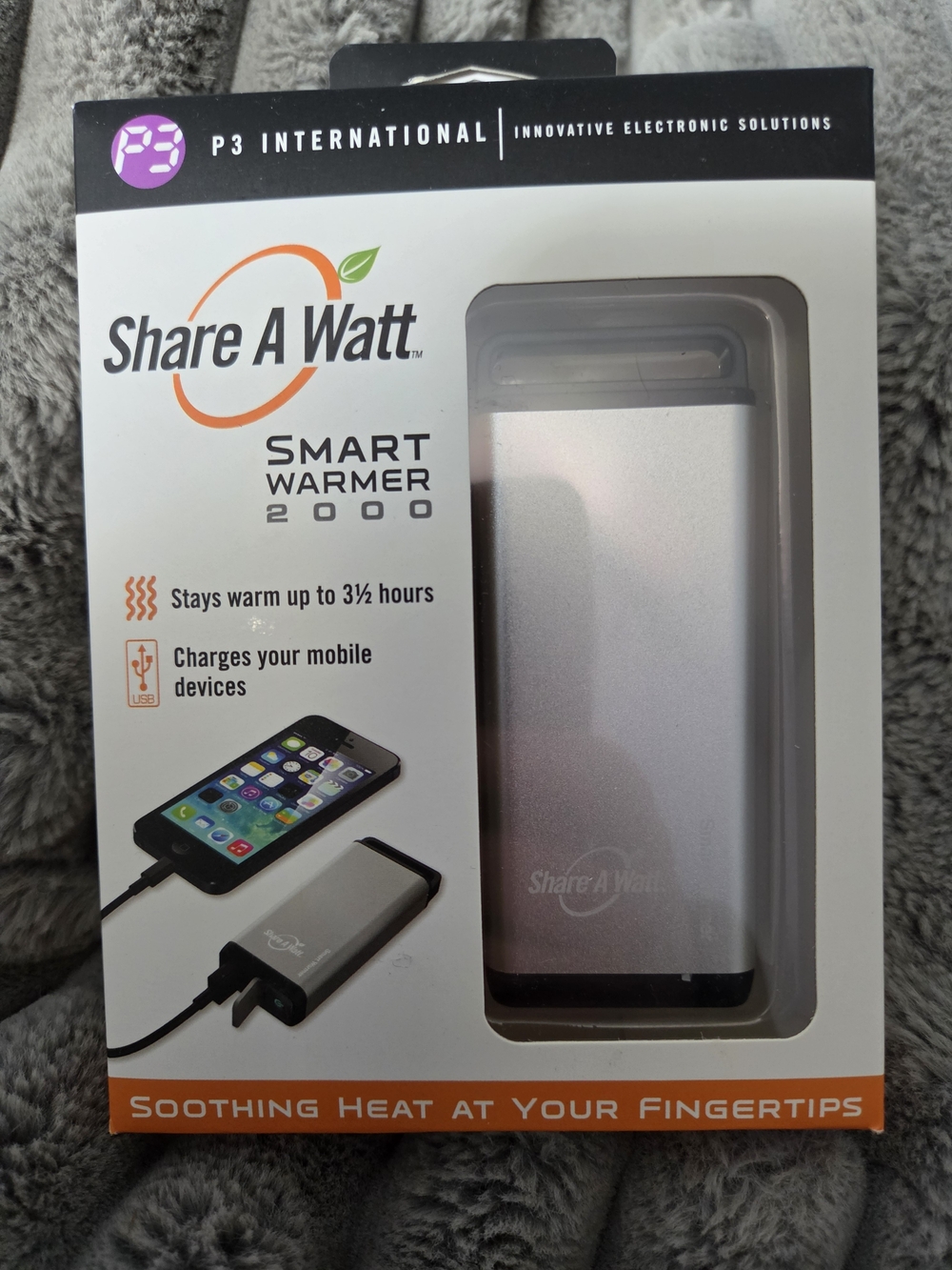 Smart Warmer 2000 Portable Hand Warmer & Phone Charger - Silver